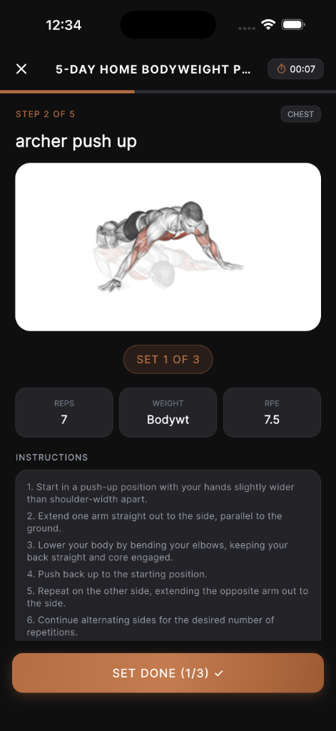 Exercise Step Screen